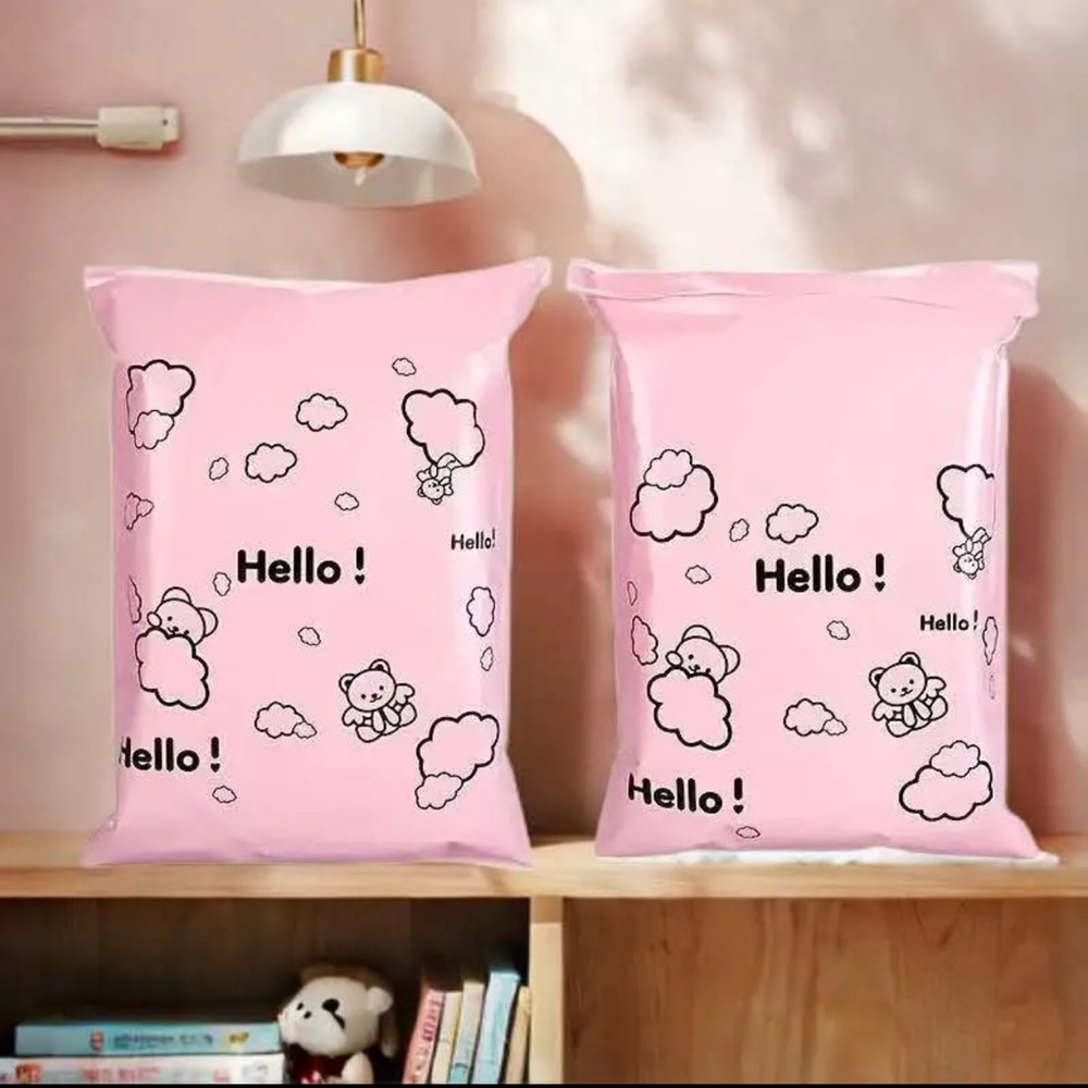 15 Pink Cloud Print Poly Mailers
